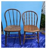 Vintage Wooden Spindle Back Chairs Set of 2