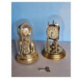 Vintage German "8 Day" Mantle Clock Set with Gla