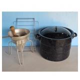 Vintage Enamelware Water Bath Canner Pot with Rack