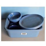 Blue Enamelware Camping Set with Mugs, Bowls, and