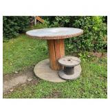 Rustic Wooden Spool Table and Stool Set