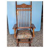 Vintage Oak Rocking Chair with Floral Cushion