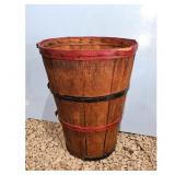 Vintage Wooden Bushel Basket with Red and Black Ba