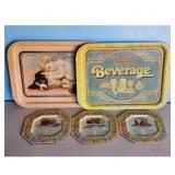 Vintage Beverage Trays and Recipe Coasters Lot