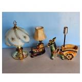 Vintage Ceramic Donkey & Cart and Horse Drawn Carr