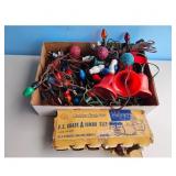 Vintage Christmas Lights Lot with Bells &OrnameNT