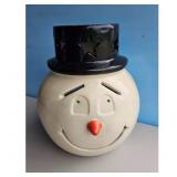 Snowman Head Lantern Candle Holder Ceramic Black T