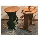Vintage Oak Magazine Side Table with Lamp