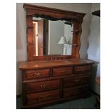 Vintage Wooden Dresser with Mirror and Chest of Dr