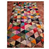 Handmade Patchwork Quilt Top - Colorful Geometric