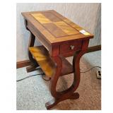 Wooden Accent Side Table with Drawer and Shelf