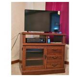 Wooden TV Stand with Glass Door and Drawers