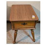 Vintage Wooden End Table with Drawer