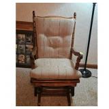 Wooden Glider Rocker Chair with Padded Cushion