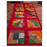 Handmade Crazy Quilt Top or Wall Hanging Red Base