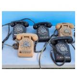 Lot of 5 Vintage Rotary Dial Telephones - Black an