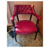 Vintage Red Leather Tufted Executive Armchair