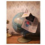 Vintage Rand McNally World Portrait Globe with Sta