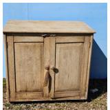 Antique Wooden Cabinet with Two Doors and Shelves
