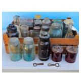 Vintage Glass Jars and Bottles Lot - Ball Mason, W
