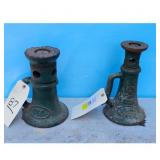 Vintage 2 Ton Screw Jack Set - Green Cast Iron