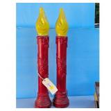 Vintage Christmas Blow Mold Candles Set of 2 Red Y