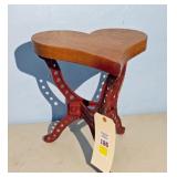 Vintage Heart Shaped Stool with Red Cast Iron Base
