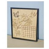 Vintage Framed June Calendar Art with Butterfly an