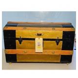 Antique Steamer Trunk Dresser Chest Wood Metal Bla