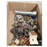 Vintage Lot of Locks, Keys, and Flashlight