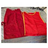 2 Red Vests with Yellow Trim