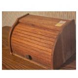 Vintage Wooden Roll Top Bread Box