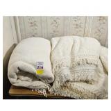 Two Cream Chenelle Bedspreads w/ Fringe