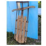 Vintage Wooden Sled with Metal Runners