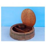 Vintage Wooden Barrel Shaped Box with Tap and Comp