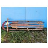 Vintage American Wooden Sled Red Trim