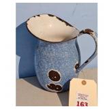 Vintage Blue Enamelware Pitcher Speckled Pattern