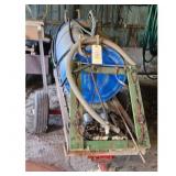 Farm Sprayer Trailer with Blue Tank and Pump Syste