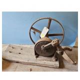 Antique Cast Iron Hand Crank Grinding Mill Wheel A