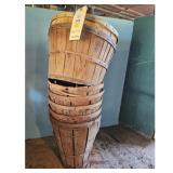 Stack of 6 Wooden Bushel Baskets