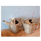 Vintage Galvanized Metal Watering Cans Set of 2
