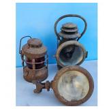 Lot of 3 Vintage Lanterns Railroad Lantern and Hea