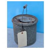 Vintage Galvanized Metal Bait Can Bucket with Lid