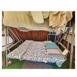 Outdoor Swing Bed with Cushions and Canopy