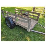 Rustic Wooden Utility Trailer with Metal Frame