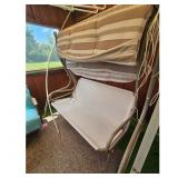 Patio Swing with Striped Cushions