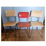 Vintage Kitchen Chairs Set of 3 Red and Floral Ret