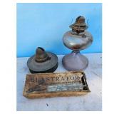 Vintage Elastrator Tool & 2 Oil Lamps