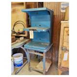 Blue Industrial Work Stand with Shelves