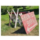 Vintage Haunted Barn Sign and Saw Horses